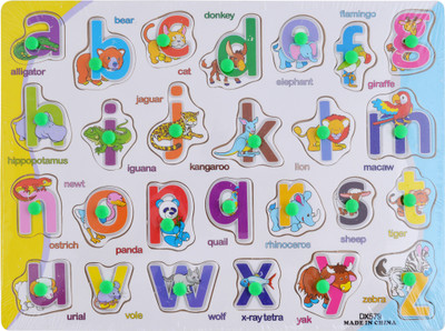 

SN toy zone A-Z Wooden Alphabet Puzzle Picture Board With Knobs(Multicolor)