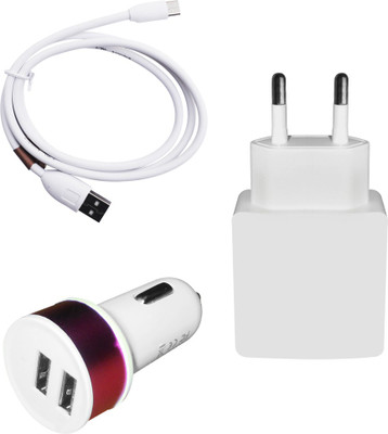 DAKRON Wall Charger Accessory Combo for Micromax Canvas 3D(White)