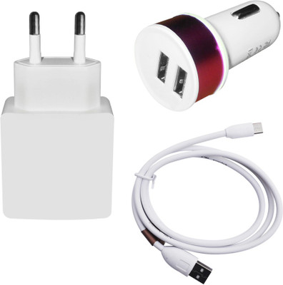 DAKRON Wall Charger Accessory Combo for Micromax Canvas 2 A110(White)