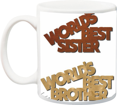 

ME&YOU Gift For Sister/Brother;''World best Sister World Best Brother Color printed Ceramic Mug(325 ml), Multicolor