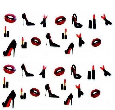 

Azzuro Manicure Water Transfer Nail Art Decals Stickers- 1+1 Free(Black & Red)