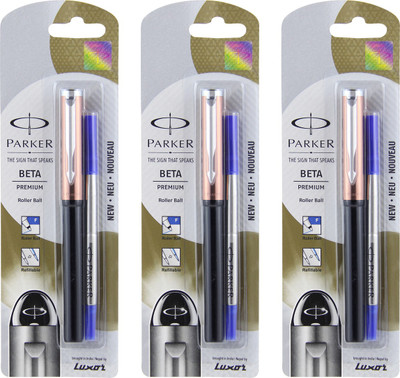 

Parker Beta Preamium Chrome Trim Copper Roller Ball Pen(Pack of 3)