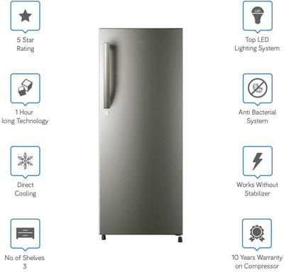 

Haier 220 L Direct Cool Single Door 4 Star Refrigerator(Brushline Silver, HRD-2406BS-R)