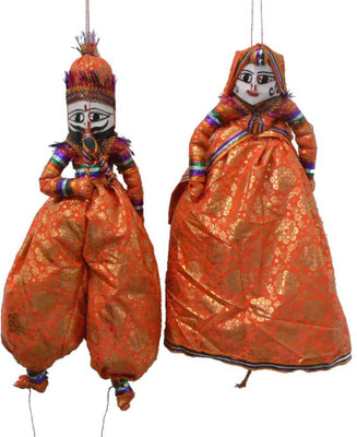 

Artlivo Artlivo POPART Orange Brocade Kathputli Puppet Set 20" Decorative Showpiece - 52 cm(Cotton, Orange)