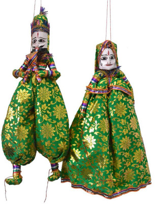 

Artlivo Artlivo POPART Green Brocade Kathputli Puppet Set 20" Decorative Showpiece - 52 cm(Cotton, Wooden, Green)