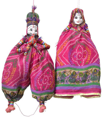 

Artlivo Artlivo POPART Pink Chundri Kathputli Puppet Set 20" Decorative Showpiece - 52 cm(Cotton, Wooden, Pink)