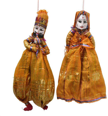 

Artlivo Artlivo POPART Yellow Shiny Kathputli Puppet Set 20" Decorative Showpiece - 52 cm(Cotton, Wooden, Yellow)