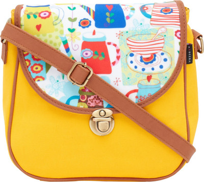 

HAQEEBA Women Casual Yellow Canvas Sling Bag