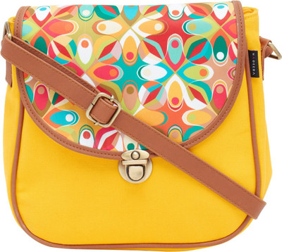 

HAQEEBA Women Casual Yellow Canvas Sling Bag