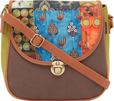 

HAQEEBA Women Casual Brown Canvas Sling Bag