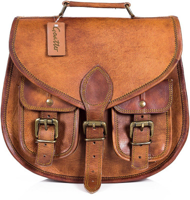 

Goatter Girls Brown Genuine Leather Sling Bag
