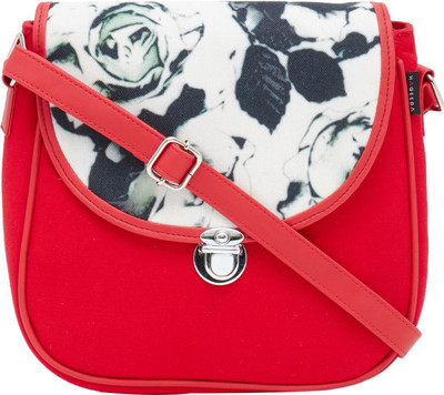 

HAQEEBA Women Casual Red Canvas Sling Bag