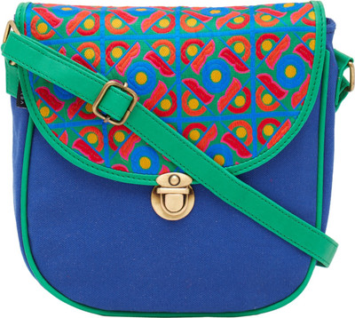 

HAQEEBA Women Casual Blue Canvas Sling Bag