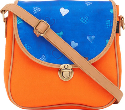 

HAQEEBA Women Casual Orange Canvas Sling Bag