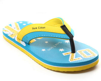 

Sea Lion Flip Flops, Blue::yellow