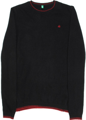 

United Colors of Benetton Solid Crew Neck Casual Girls Black Sweater, 100