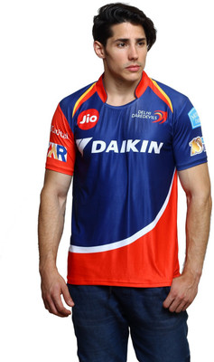 Delhi Daredevils Color block, Typography Men Round Neck Blue, Red T-Shirt Flipkart