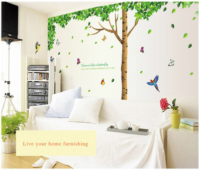 Oren Empower 90 cm 3pc/set Extra Large Big Green Tree Removable Diy wall sticker Self Adhesive Sticker(Pack of 2)