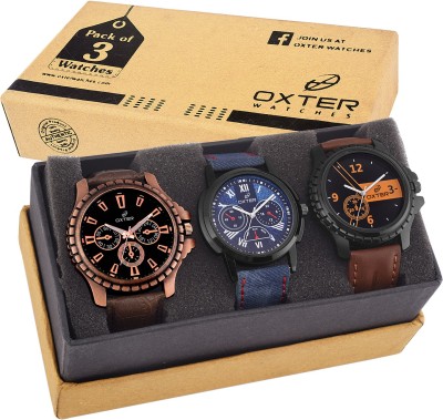 Oxter OX-7600 Three New Gents Combo Analog Watch  - For Men   Watches  (Oxter)