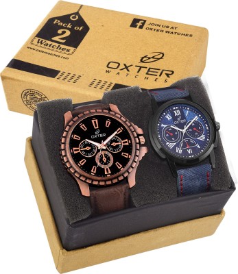 Oxter 7601-Stylish Pack Of 2 Analog Watch  - For Men   Watches  (Oxter)
