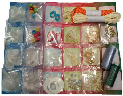 

vlv Multicolor Creation Jumka Base & Mould Shapes and Silk Thread - Pack of 22
