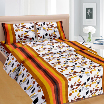 

Cortina 104 TC Cotton Double Floral Bedsheet(Pack of 1, Orange)