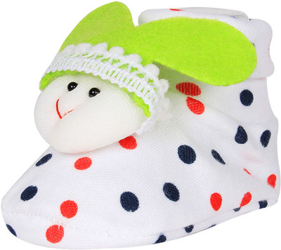 

Ole Baby Cute Faces Plush Soft Organic Cotton 3d Ole Toons 0-9 Months Booties(Toe to Heel Length - 10 cm White)