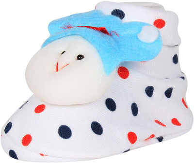 

Ole Baby Cute Faces Plush Soft Organic Cotton 3d Ole Toons 0-9 Months Booties(Toe to Heel Length - 10 cm White)