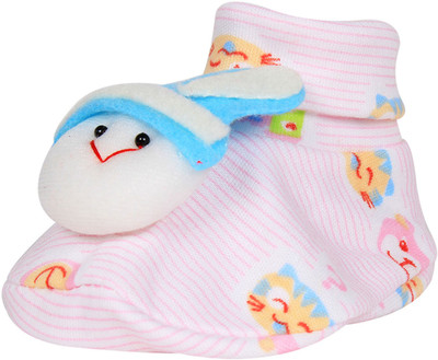 

Ole Baby Cute Faces Plush Soft Organic Cotton 3d Ole Toons 0-9 Months Booties(Toe to Heel Length - 10 cm Pink)