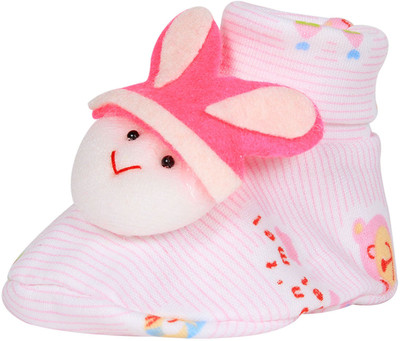 

Ole Baby Cute Faces Plush Soft Organic Cotton 3d Ole Toons 0-9 Months Booties(Toe to Heel Length - 10 cm Pink)