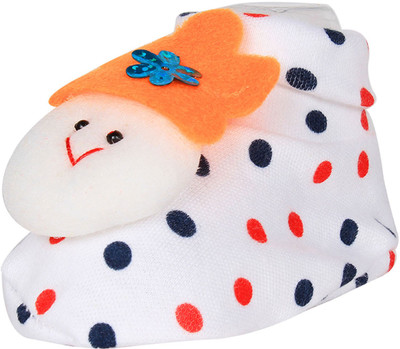 

Ole Baby Cute Faces Plush Soft Organic Cotton 3d Ole Toons 0-9 Months Booties(Toe to Heel Length - 10 cm White)