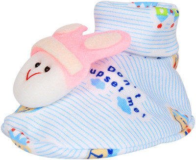 

Ole Baby Cute Faces Plush Soft Organic Cotton 3d Ole Toons 0-9 Months Booties(Toe to Heel Length - 10 cm Blue)