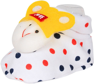 

Ole Baby Cute Faces Plush Soft Organic Cotton 3d Ole Toons 0-9 Months Booties(Toe to Heel Length - 10 cm White)