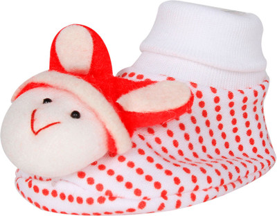 

Ole Baby Cute Faces Plush Soft Organic Cotton 3d Ole Toons 0-9 Months Booties(Toe to Heel Length - 10 cm Red)