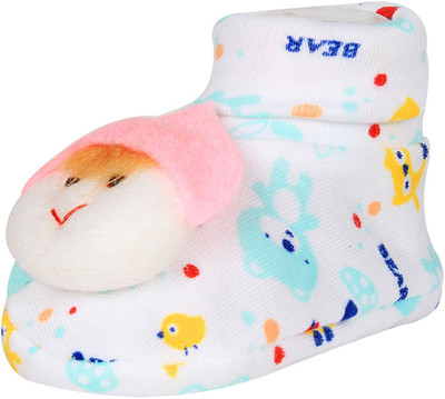 Ole Baby Cute Faces Plush Soft Organic Cotton 3d Ole Toons 0-9 Months Booties(Toe to Heel Length - 10 cm Multicolor)