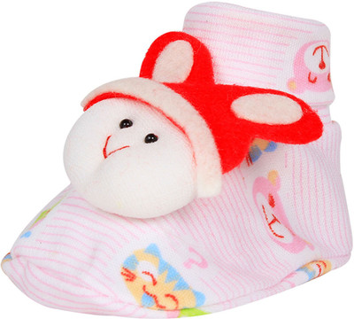 

Ole Baby Cute Faces Plush Soft Organic Cotton 3d Ole Toons 0-9 Months Booties(Toe to Heel Length - 10 cm Pink)