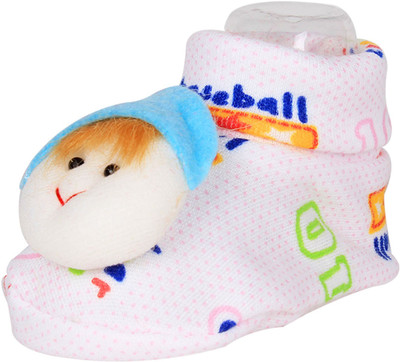 

Ole Baby Cute Faces Plush Soft Organic Cotton 3d Ole Toons 0-9 Months Booties(Toe to Heel Length - 10 cm Multicolor)