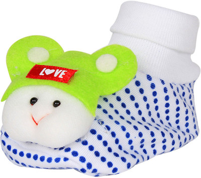

Ole Baby Cute Faces Plush Soft Organic Cotton 3d Ole Toons 0-9 Months Booties(Toe to Heel Length - 10 cm Blue)