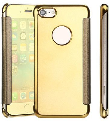 TGK Flip Cover for Apple iPhone 7(Gold, Shock Proof)
