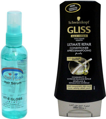 Schwarzkopf ULTIMATE REPAIR CONDITIONER 250ML WITH PINK ROOT HAIR SERUM 100ML(Set of 2)