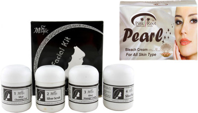

Nature's Essence SILVER FACIAL KIT WITH PINK ROOT PEARL BLEACH 250 GM(Set of 2)