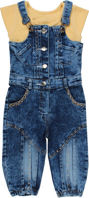 

Arshia Fashions Girls Party(Festive) Top Dungaree(Multicolor, Beige;blue