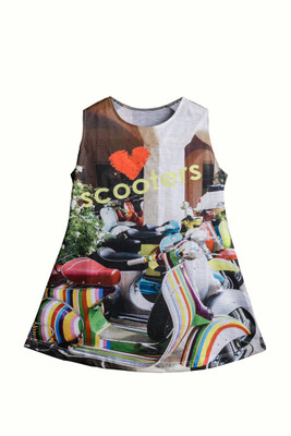 

Abito Girls Midi/Knee Length Casual Dress(Multicolor, Sleeveless, Printed
