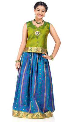 Kanakadara Girls Lehenga Choli Ethnic Wear Self Design Lehenga Choli(Multicolor, Pack of 1) Kanakadara Girls Lehenga Choli Ethnic Wear Self Design Lehenga Choli(Multicolor, Pack of 1)