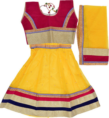 

Crux & Hunter Girls Lehenga Choli Ethnic Wear Embellished Lehenga, Choli and Dupatta Set(Yellow, Pack of 1