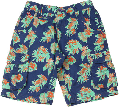 

US Polo Kids Short For Boys Casual Printed Cotton(Blue, Pack of 1, Me. blue