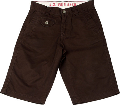 

US Polo Kids Short For Boys Casual Solid Cotton(Brown, Pack of 1, Olive