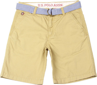 

US Polo Kids Short For Boys Casual Solid Cotton(Beige, Pack of 1, Khakhi