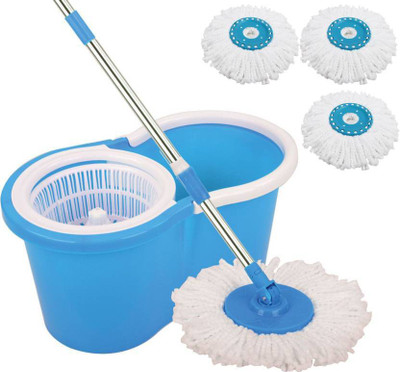 CHECKSUMS 11031 Magic Dry Bucket Mop - 360 Degree Self Spin Wringing With 3 Super Absorbers for Home & Office Floor Cleaning-Multicolor Mop Set CHECKSUMS 11031 Magic Dry Bucket Mop - 360 Degree Self Spin Wringing With 3 Super Absorbers for Home & Office Floor Cleaning-Multicolor Mop Set
