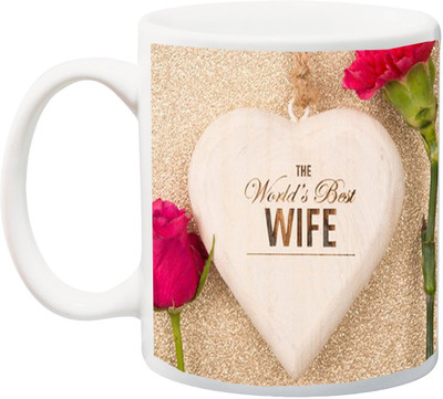 

ME&YOU Gift for Wife;The World's Best Wifey Rose Special HD printed Ceramic Mug(325 ml), Multicolor